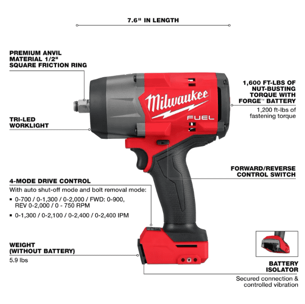 Milwaukee Electric Tool MWK2967-22GG M18 FUEL 1/2" Impact Wrench & Grease Gun Combo Kit
