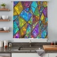 thumbnail image 4 of Stained Glass Sheer Curtains 63 Inches Long, Vintage Abstarct Geometric Pattern Art Light Filering Curtains, Breathable Simi Curtain Privacy Drapes for Living Room Lightweight Window Treatment, 4 of 8