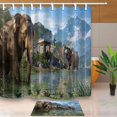 thumbnail image 1 of Cortina de Ducha ABPHQTO Impresión 3D Animales Africanos Elefante en Montaña 160x180 cm con Felpudo 40x60 cm, 1 of 1