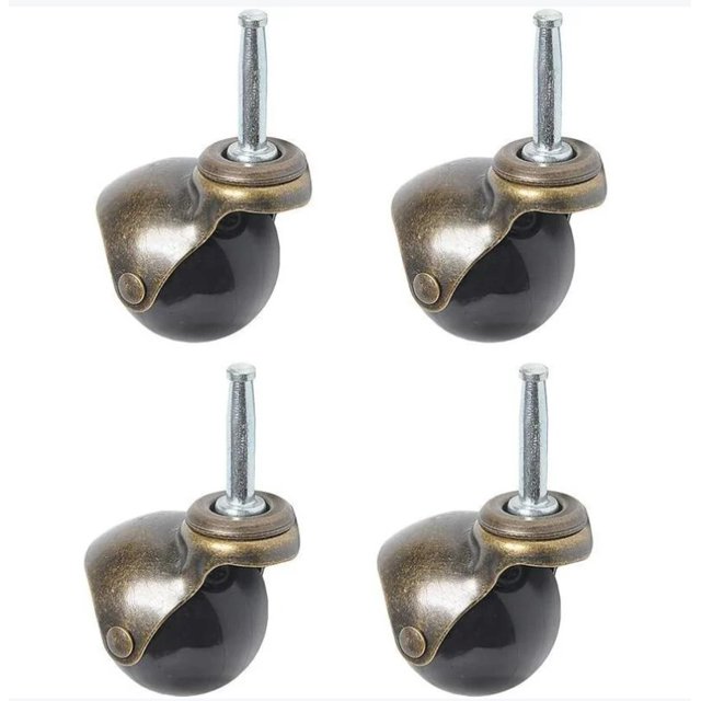 ZHAOCHENG Juego de 4 ruedas giratorias esféricas de 360 grados con placa superior, ruedas esféricas de 1,5 pulgadas con vástago de anillo de abrazadera