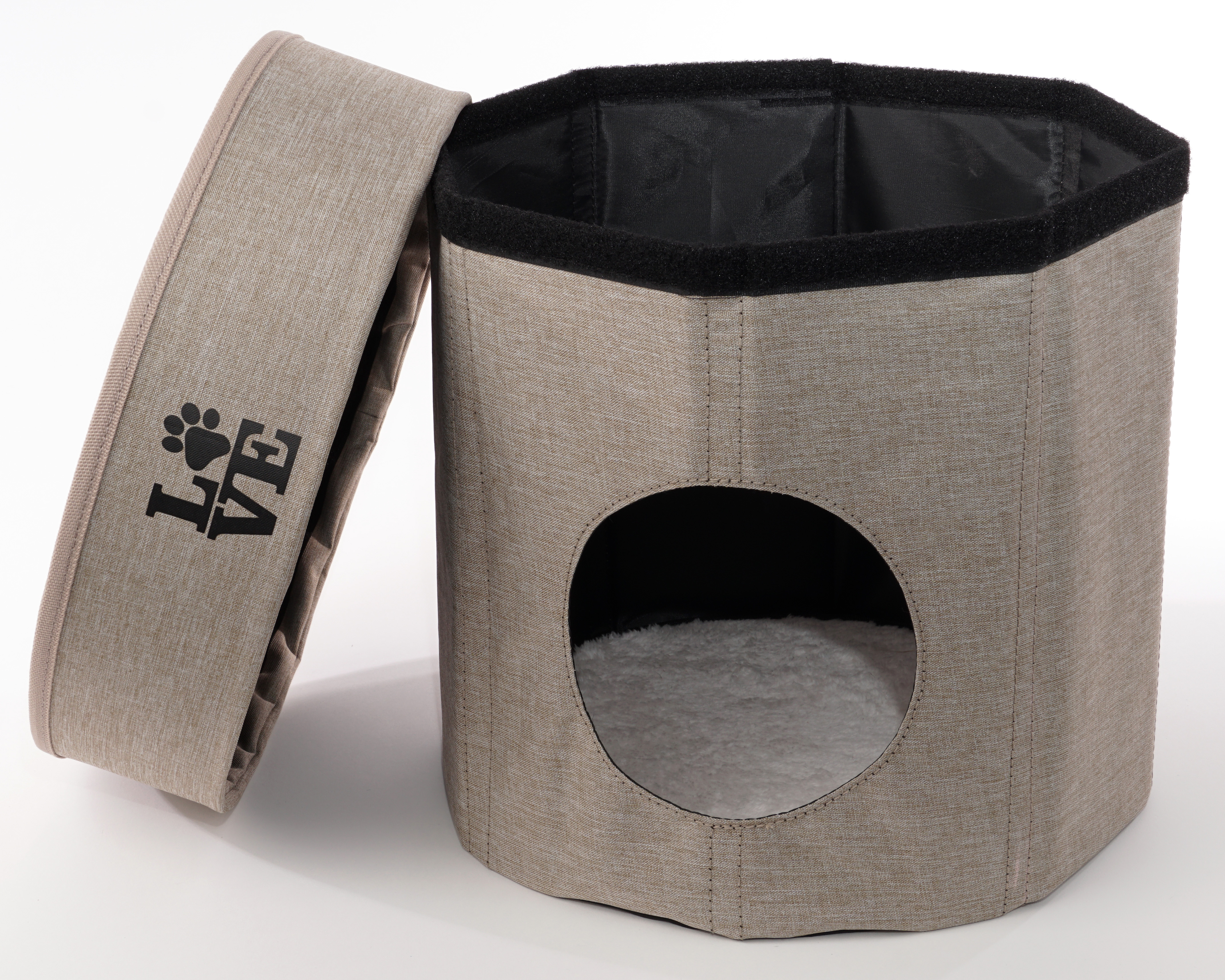 Precious Tails Round 2-Tier Collapsible Pet Cat Cave Bed