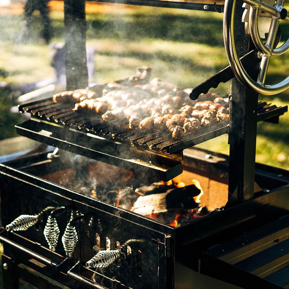 Titan Great Outdoors 30" Charcoal Grill with Adjustable Grate Height, Grease Trap and Shelves