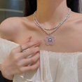 thumbnail image 5 of Collier Perlé Coloré Boho Étoile Cœur Pendentif Ras du Cou Chaîne Double Couche, 5 of 5