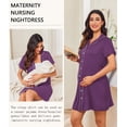 thumbnail image 6 of Ekouaer Button Down Night Gowns for Women Short Sleeve Sleep Dress Classic Pj Dress Lounge Dress, 6 of 7