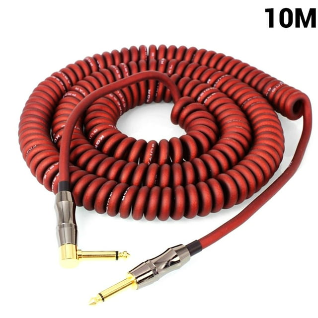 mmirethe Guitar Audio Cable Electric Guitar Bass Keyboard Drum Audio Cable Straight to Right Angle Plug 10M