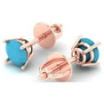 thumbnail image 2 of 14K Solid Gold Screw Back Stud Earrings for Women | 0.5 cttw Round Cut Simulated Turquoise | Rose Gold, 2 of 5