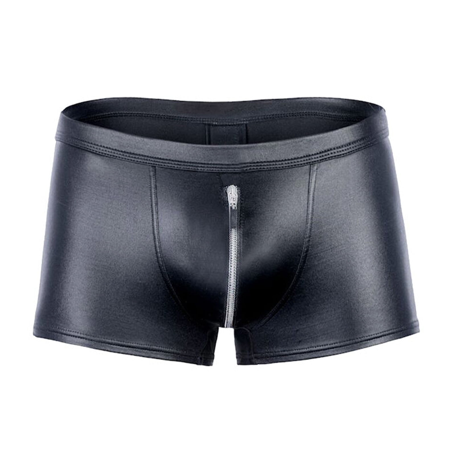 rygai Men Panties U Convex Open Crotch Zipper Underwear Faux
