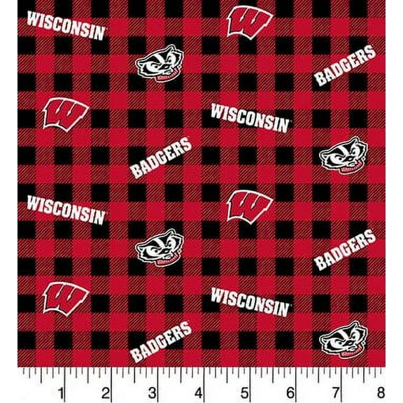 University of Wisconsin Cotton Fabric-Sold by the Yard-Buffalo Plaid Design