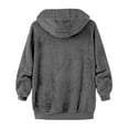 thumbnail image 4 of Outfmvch Womens Hoodies Hoodie Women'S Plus Size Solid Color Sweatershirt Hooded Pullover Warm Wool Plush Coat Zipper Top Zip Up Hoodie Women Dark Gray 2Xl, 4 of 4
