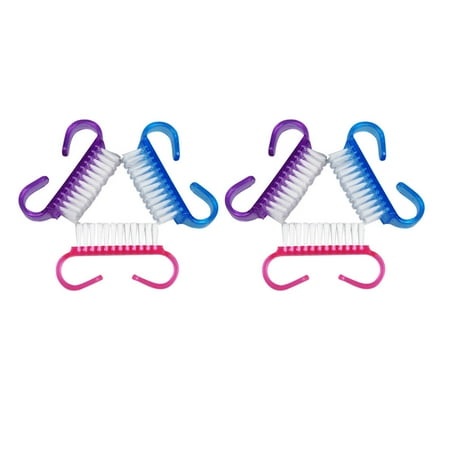 

NUOLUX 6pcs Handle Nail Brush Nail Hand Scrubbing Cleaning Brush Nail Art Tools for Women(Pink 2pcs+Blue 2pcs+Purple 2pcs)