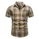 thumbnail image 1 of Txlixc Camisa de botón de manga corta con solapa a cuadros Txlixc moda, 1 of 3