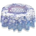 thumbnail image 1 of Round Tablecloth Round Snow Merry Christmas Winter Snowflakes Polyester Tablecover 60 Inch with Lace Design, Anti-Wrinkle and Smooth Table Cloth for Kitchen/Home Decoration, 1 of 8