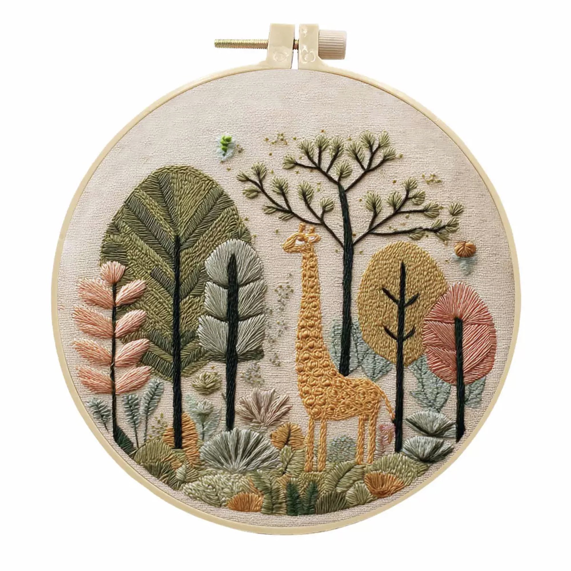 4 Pack Giraffe Embroidery Kits for Adults Beginners Cute Cartoon Animal Needlepoint DIY Hoop Art Craft Set
