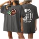 thumbnail image 1 of Tops Cortos para las Mujeres, Doble Cara Impreso Cuello Redondo Gota Hombro Camiseta, Top Estirable Casual, 1 of 5