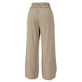 thumbnail image 6 of ClodeEU Women's High Waisted Smocked Waist Wide Leg Pants,Casual Flowy Summer Trousers with Pockets Beige,Women's Plus L, 6 of 9