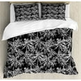 thumbnail image 1 of Vintage Palm Duvet Cover Set Queen Size, Print of a Jungle Scene Clutter Island Forest Trees in Monochrome, Decorative 3 Piece Bedding Set with 2 Pillow Shams, Charcoal Grey and White, by Ambesonne, 1 of 3