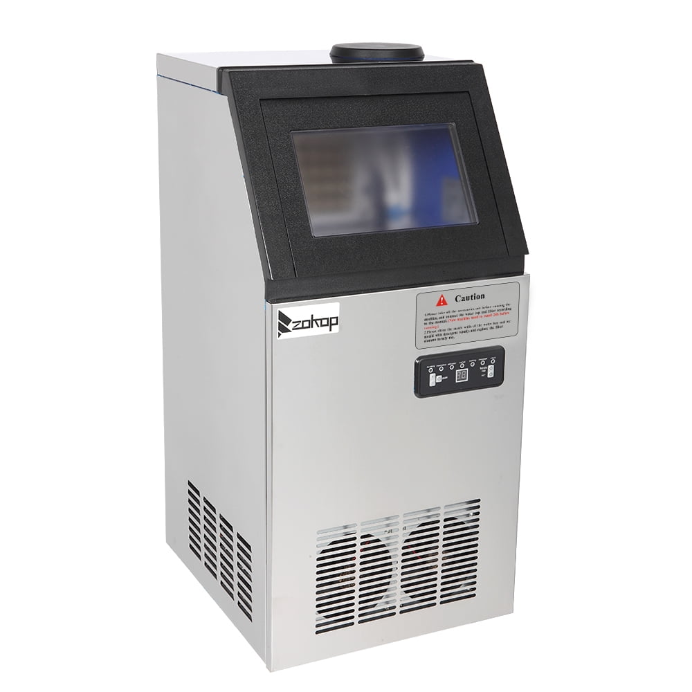 Kepooman 120V/60HZ Stainless Steel Commercial Ice Machine, Free-Standing Ice Cube Maker Machine