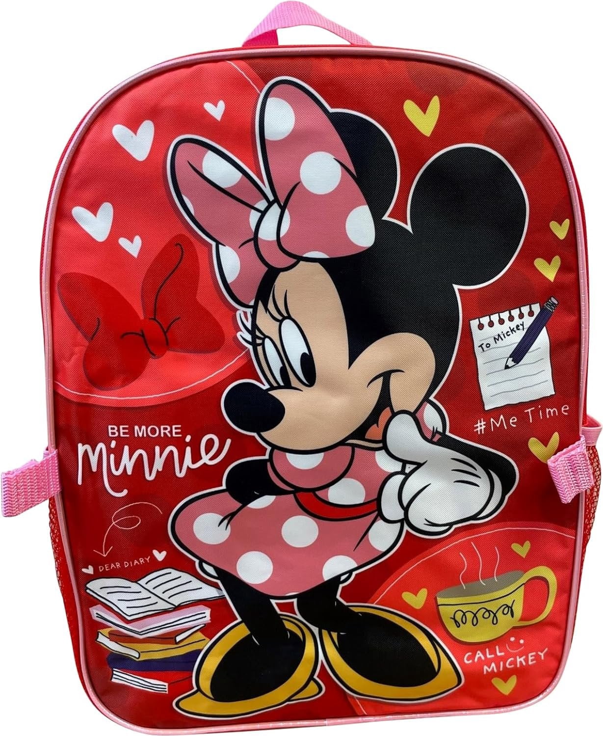 Ruz Group Kid's Licensed 16 Inch Backpack With Removable Lunch Box Set Minnie Mouse Red