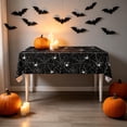 thumbnail image 5 of Chmadoxn Halloween Spiderweb Plastic Tablecloth 54x108 Inch Disposable Waterproof Table Cover for Spooky HOUSE Party Decorations Supplies, Orange/Purple/Black, 5 of 7