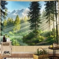 thumbnail image 4 of Tranquil Forest Wall Tapestry, Lakeside Mountain Tapestries for Room Decor, Sun Ray Nature Tapestry 50"x60", 4 of 7