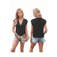 thumbnail image 3 of Deep V Neck Tanks for Women Casual Cap Sleeve Sweater Vest Summer Ribbed Knitted Tank Tops, 3 of 6