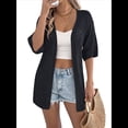 thumbnail image 2 of Cárdigan de Crochet de Verano para Mujer, de Corta, Estilo Bohemio, de Punto, de Gran Tamaño, con Abertura Frontal, Color Negro, Talla S, 2 of 10