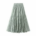 thumbnail image 2 of Cavosen Womens Summer Skirts Knee Length Midi Calf Length Skirts Pleated Summer Skirts High Elastic Waist Plain Pencil Skirts Flowy Slimming Dress Athletic Beachwear Green, 2 of 7