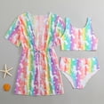 thumbnail image 2 of kpoplk 3 Piece Bathing Suit for Girls Cute Triangle Bikini Set with Tassel Detail and Attached Pompom Trim Beach Skirt(Multicolour,10-11 Y), 2 of 8