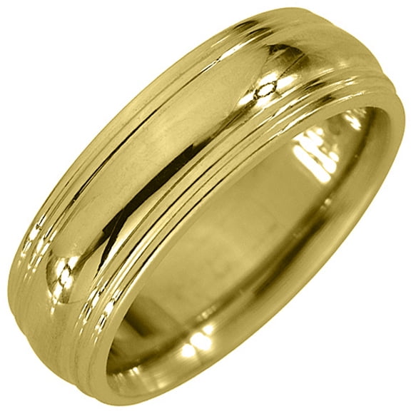 14K Yellow Gold Mens Wedding Band 6mm High Gloss Comfort Fit