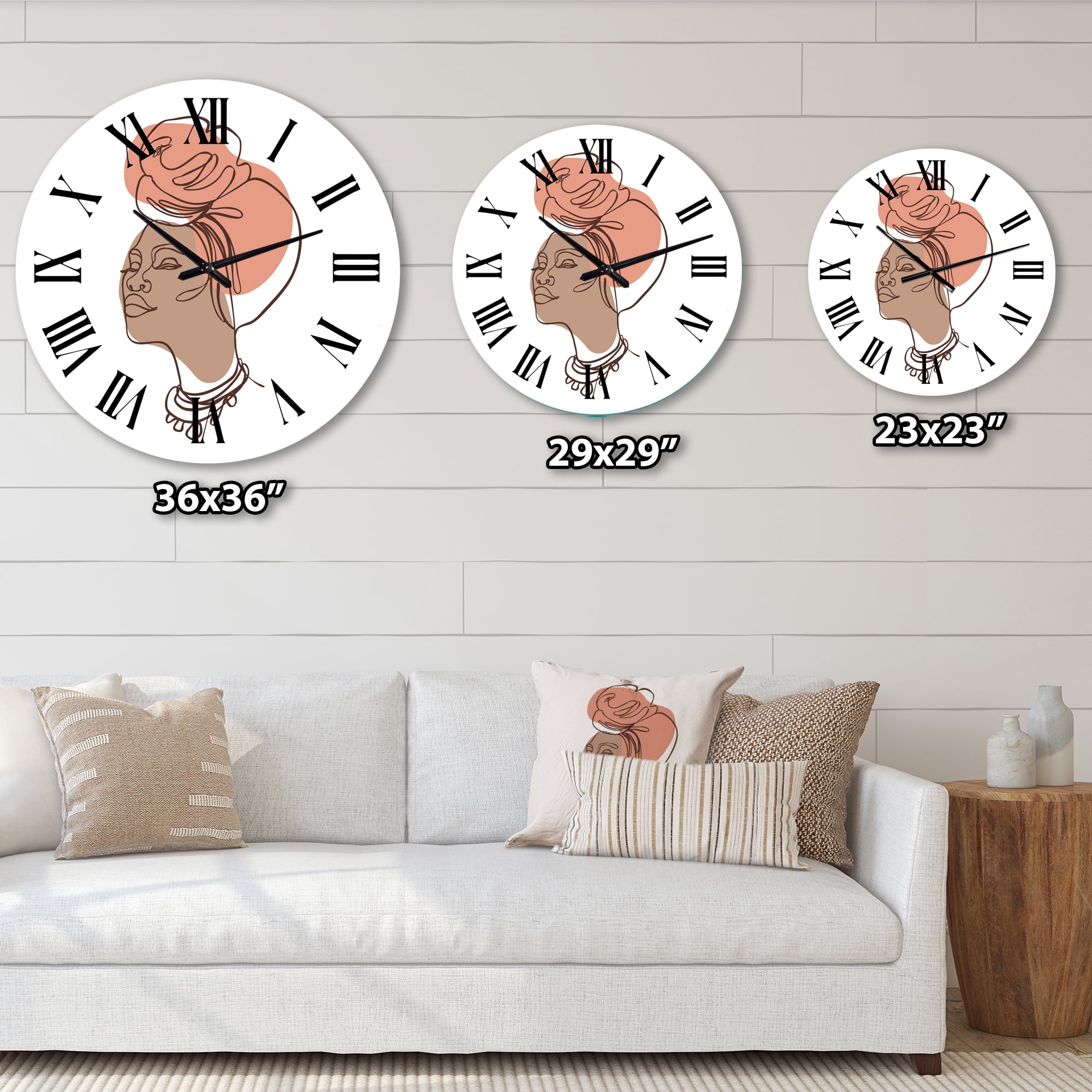 Designart 'One Line Portrait Of African American Woman Iv' Modern Wall Clock