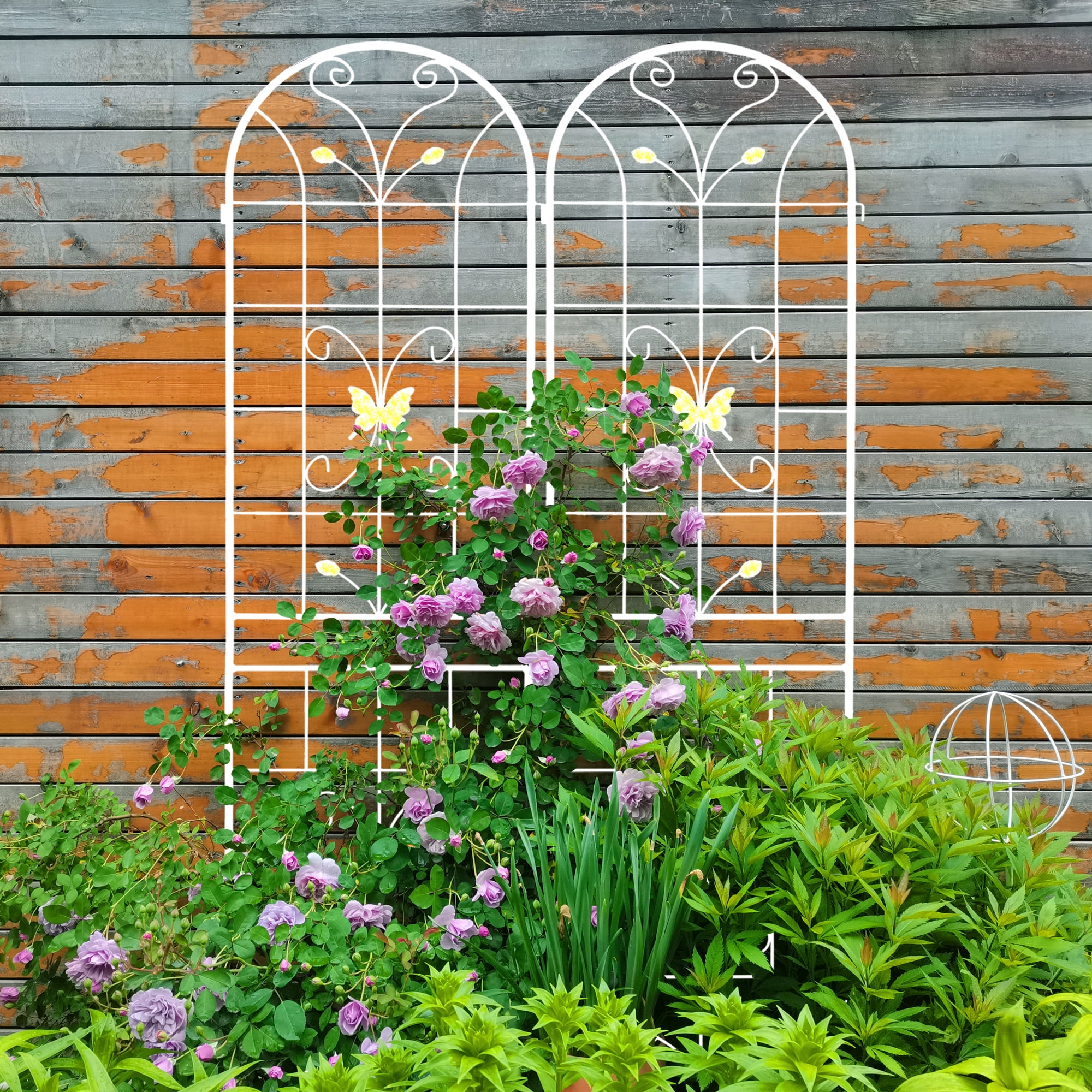 Olurrisa 2 Pack Metal Garden Trellis for Climbing Plants, Rustproof Sturdy Garden Arch Trellis Thickened Metal Trellis for Raised Garden Bed Roses Cherry Tomato Pea Potted Plants Outdoor Climbing