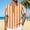 Orange(New), variant on Summer Men's Fashion Vertical Stripe Print Casual Loose Collared Short Sleeve Button Front Comfortable Top