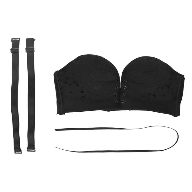 Sujetador push up sin tirantes Nikou acolchado grueso transpirable con realce color negro 34/75AB