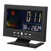 5-in-1 LED Digital Alarm Clock for Bedrooms with Calendar Weather Display Thermometer Humidity Monitor and Snooze Functions