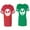 Men Red / Women Green, variant on Jack Skull Matching Couple Cotton Jerseys (Men Red / Women Black) (Men S / Women S)