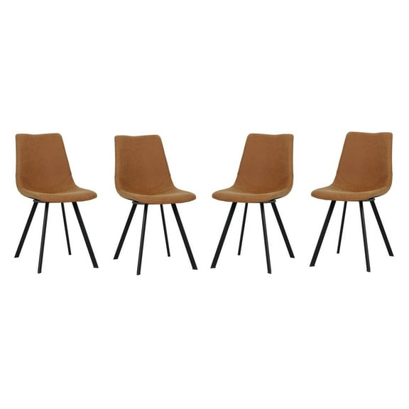Modern Leather Dining Chairs - Set of 4 - Comfortable Upholstered Accent Chairs for Kitchen & Dining Room