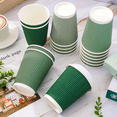 100 Pcs Sage Green 12 oz Disposable Coffee Cups with Lids Corrugated ...