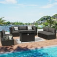 thumbnail image 2 of SUNCROWN 8-Piece Outdoor Patio Furniture Sofa Set All-Weather Wicker Sectional Conversation Set with Modern Glass Coffee Table, Cushions and Fire Pit Table, Grey, 2 of 7