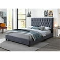 thumbnail image 2 of Elda Mid Century Modern Gray Velvet Upholstered Queen Platform Bed, 2 of 7