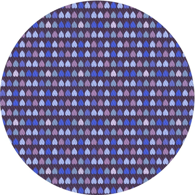 Ahgly Company Machine Washable Indoor Round Transitional Medium Slate Blue Area Rugs, 7' Round