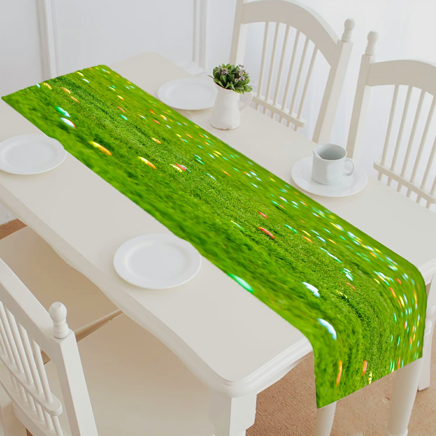 ABPHQTO Spring Meadow Easter Eggs Grass Table Runner Placemat