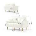 thumbnail image 7 of 55" Velvet Upholstered Loveseat Sofa with Pillows and Metal Legs, 2 Seater Sofa Couch with Reversible Cushions for Bedroom, Office, Small Space and Apartment, Simple Assembly, White, 7 of 7