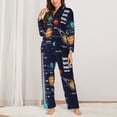 thumbnail image 2 of Daiia Solar System for Women's Long-Sleeved Pajama Set – Soft & Comfortable Sleepwear Button-Up Pajamas Cozy Lounge Wear-Large, 2 of 7
