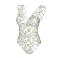 thumbnail image 4 of Yiaed Floral Print Women's Ruffled One Piece Swimsuit V Neck Swimwear Slimming Monokini for Woman-Small, 4 of 8
