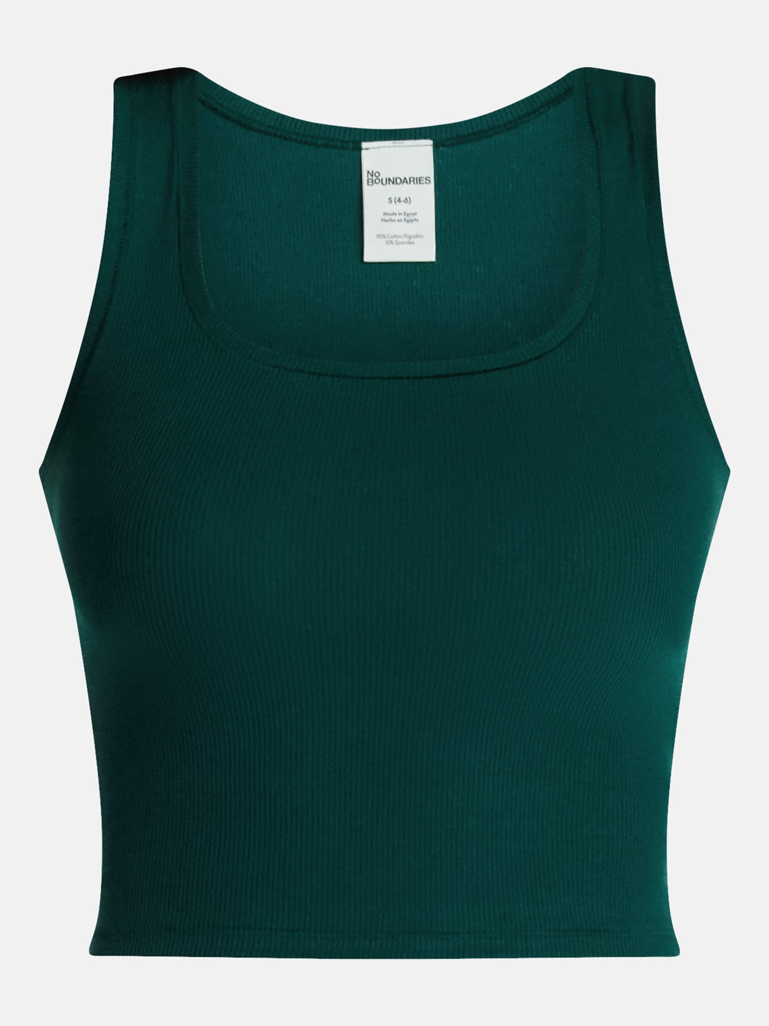 No Boundaries Cotton Stretch Ribbed Cropped Tank Top, Women's XS-XXXL