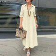 thumbnail image 1 of 2023 ZANZEA Elegant Shirt Dress Solid Long Sleeve Maxi Vestidos Women Autumn Lapel Solid Button Sundress Female Robe Oversized5XL Gao Jinjia LED, 1 of 2