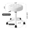 thumbnail image 4 of Round Rolling Stool with Wheel，Height Adjustable Swivel Stool，Drafting Work Tatto Massage Spa Salon chair，PU Leather Small Office Chair，White, 4 of 7