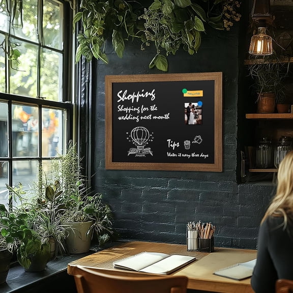 30"x20" Large Chalkboard, Wooden-Framed Blackboard for Wall, Magnetic Chalkboard for School Office Home, Includes Chalk, Eraser & Hanging Hardware