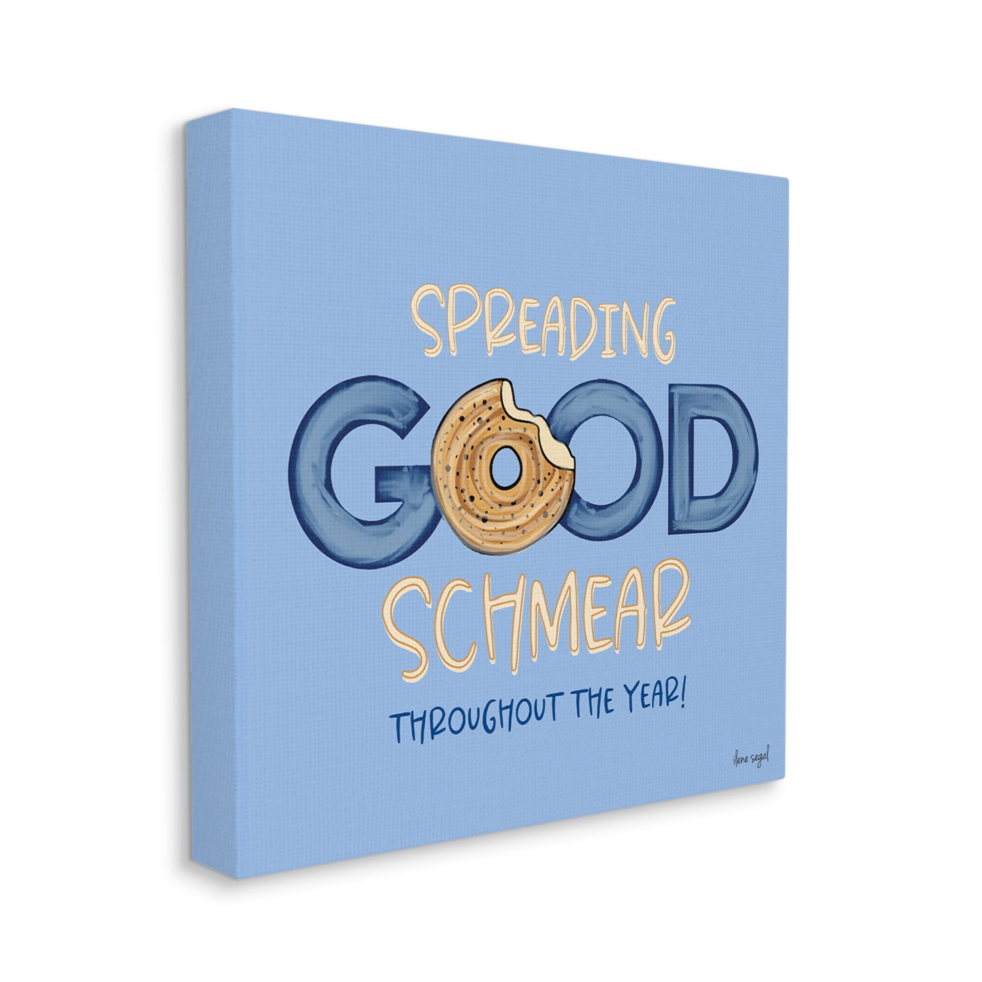 Stupell Industries Spreading Good Schmear Bitten Bagel Kitchen Phrase Graphic Art Gallery Wrapped Canvas Print Wall Art, Design by Ilene Segal