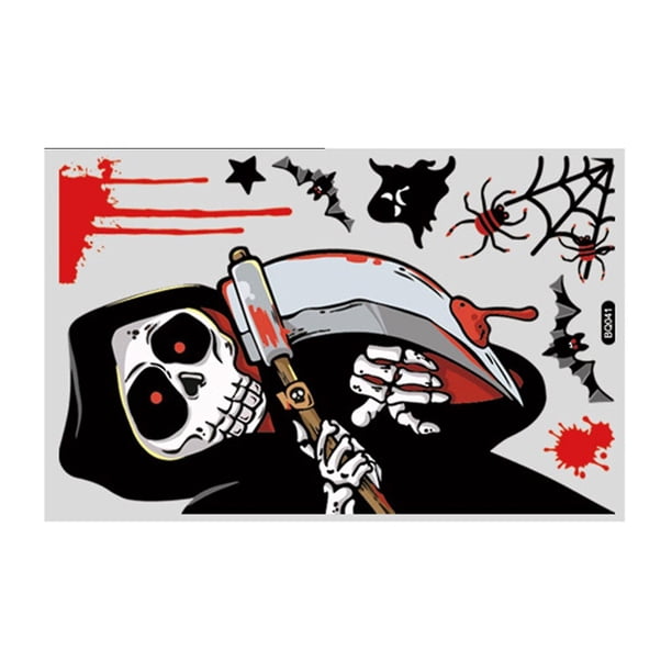Pegatinas de ventana de Halloween Horror Zombie esqueleto calabaza murciélago se aferra calcomanías de Pvc pegatina impermeable fiesta